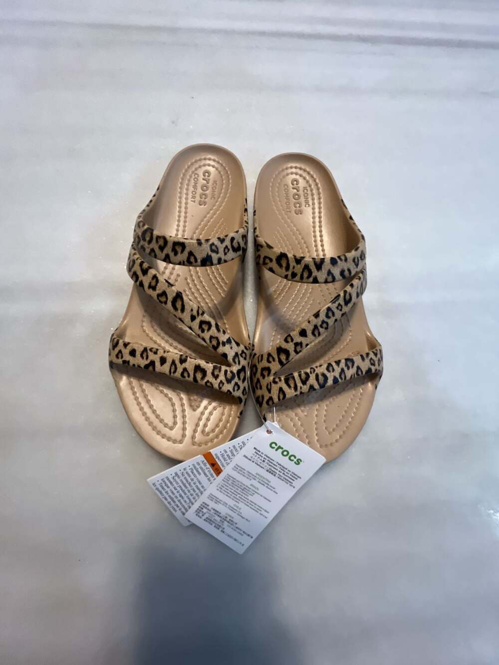 Crocs Kadee II Leopard Wedge Sandal Size W6